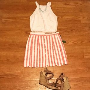 ‼️NEW Forever 21 High Waisted Coral Stripped Skirt